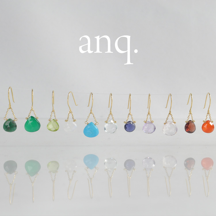 anq.」K18/K10・天然石マロンピアス 誕生石（ピアス（両耳用））｜anq