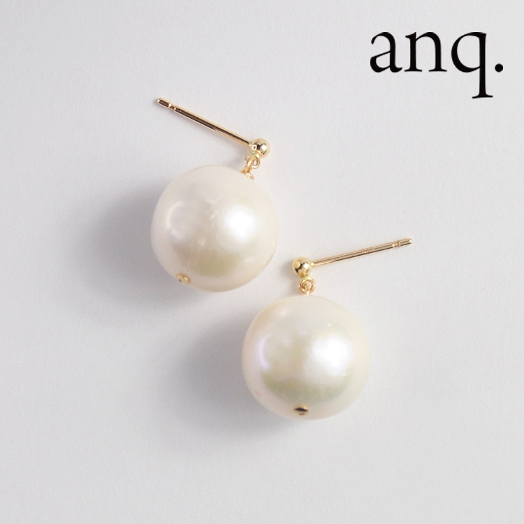 anq.」K１０・パールOneStoneピアス 淡水パール-