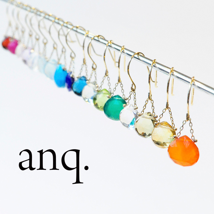 anq.」K18/K10・天然石マロンピアス 誕生石（ピアス（両耳用））｜anq