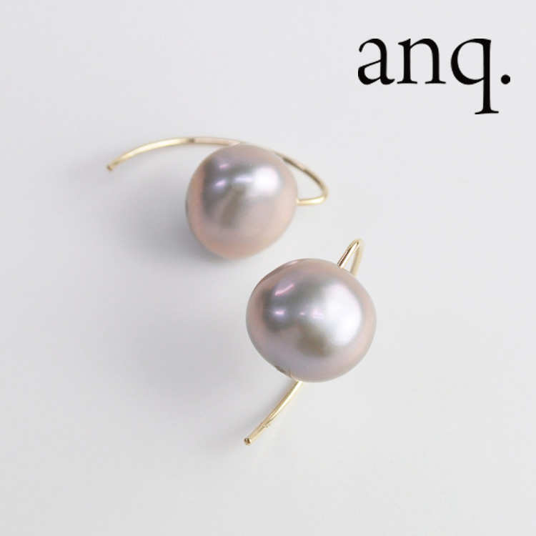 anq.」K１０・パールOneStoneピアス 淡水パール（ピアス（両耳用