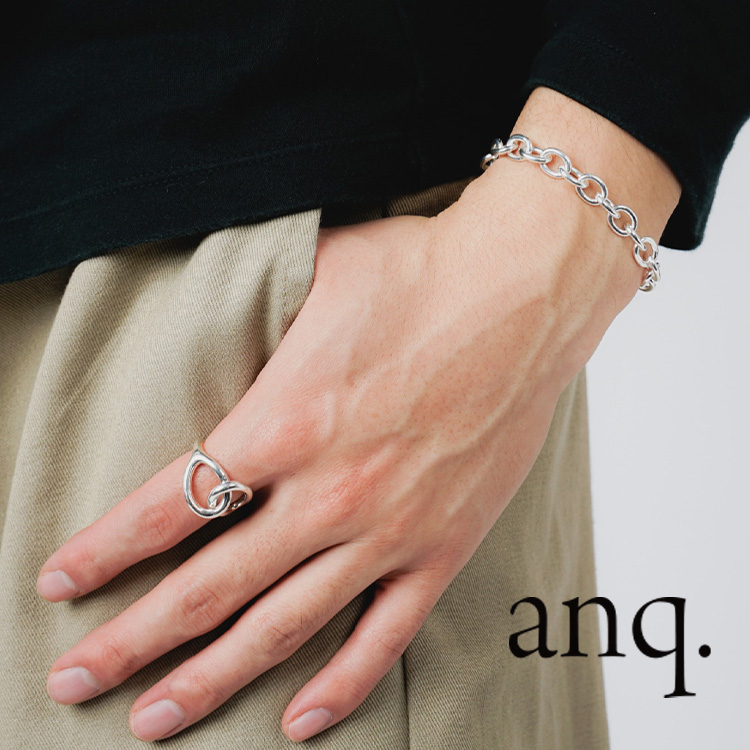 anq.」シルバー 925 Tバーアクセント チェーンブレスレット