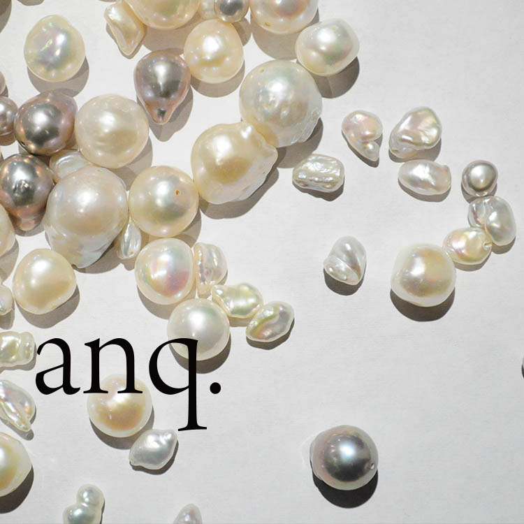 anq.」K10・パールOneStoneピアス 淡水パール（ピアス（両耳用