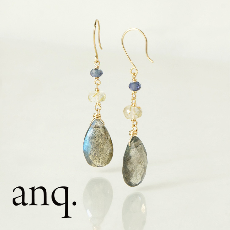 限定セール -SALE anq.」K18/K14GF・ドロップカットピアス(エメラルド アクセサリー