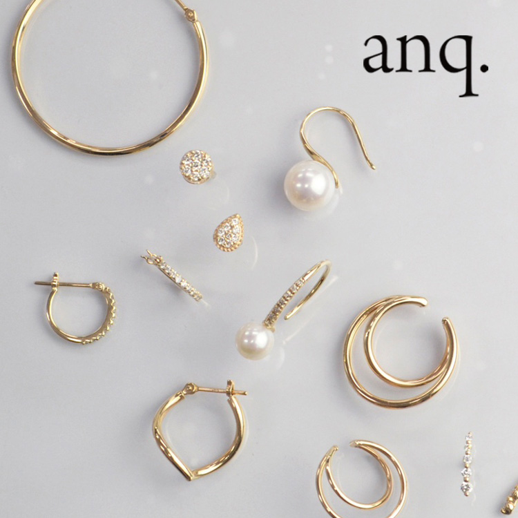 anq. k10 フープピアス ダイヤモンド付き anq. ピアス 「anq.」K10・フープピアス レディース : ZOZOTOWN
