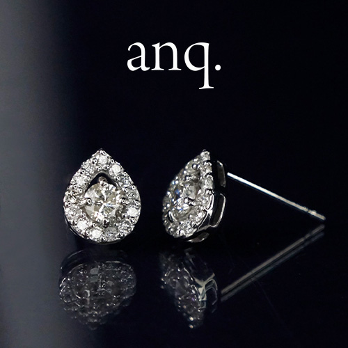 【anq.】K10 ペアシェイプ　ダイヤモンドパヴェピアス anq. ピアス 「anq.」K10 ペアシェイプ ダイヤモンドパヴェピアス