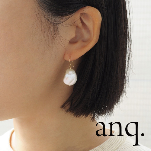 anq.」K10・パールOneStoneピアス 淡水パール（ピアス（両耳用