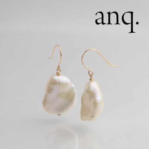 anq.」K10・パールOneStoneピアス 淡水パール（ピアス（両耳用