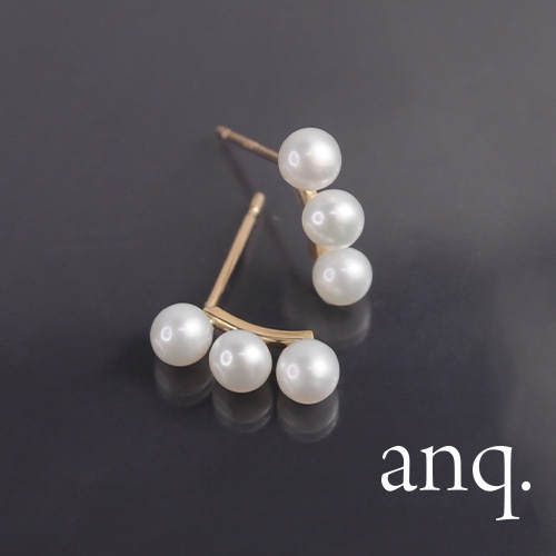 anq.」K10・淡水パールラインピアス（ピアス（両耳用））｜anq 