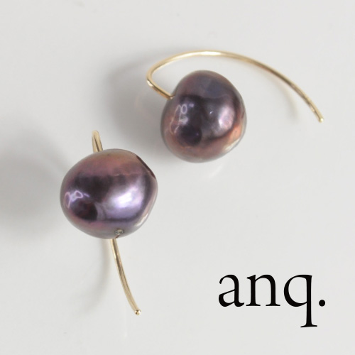 anq.」K10・パールOneStoneピアス 淡水パール（ピアス（両耳用