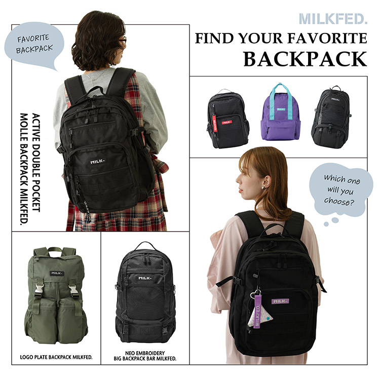 MILKFED.�i�~���N�t�F�h�j�̃V���b�v�j���[�X�u�_FIND YOUR FAVORITE BACKPACK�I�^by MILKFED.�v