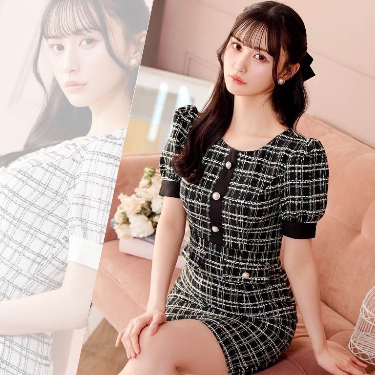 パイピング ライン パール リボン オフショルダー マーメイド