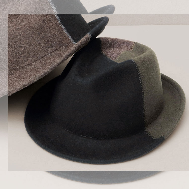 ブリムアップ フラットロングブリム フェルト 中折れハット（つば広