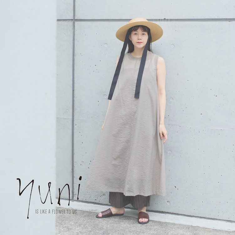 ワンピース Yuni washer Cu stripe peprum open collar ワンピース（ワンピース）｜yuni