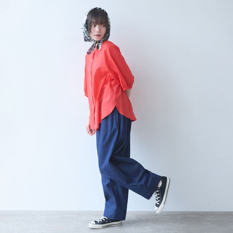 △cotton denim ノーカラー ブルゾン（デニムジャケット）｜yuni（ユニ