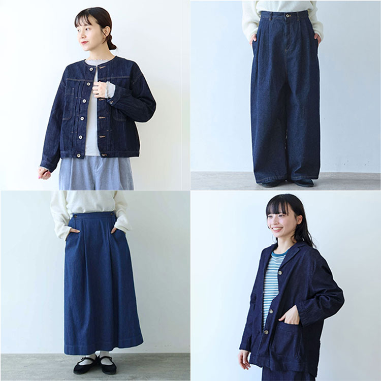 美品♡yuni ユニ コットンデニム ノーカラー ブルゾン デニムジャケット △cotton denim ノーカラー ブルゾン（デニムジャケット）｜yuni（ユニ