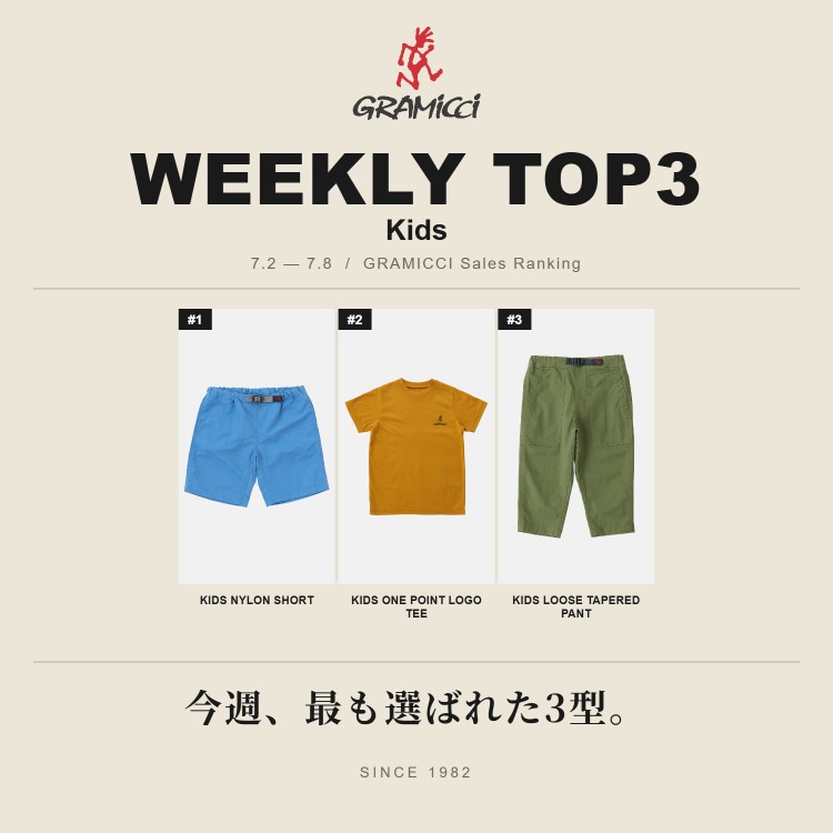 Gramicci / WILD THINGS�i�O���~�` / ���C���h�V���O�X�j�̃V���b�v�j���[�X�u�yWEEKLY TOP3�z���T�悭���ꂽGRAMICCI Kids TOP3�v