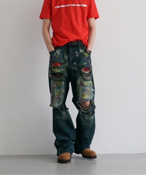 O｜オーのトピックス「Basketcase Lax baggy denim paint