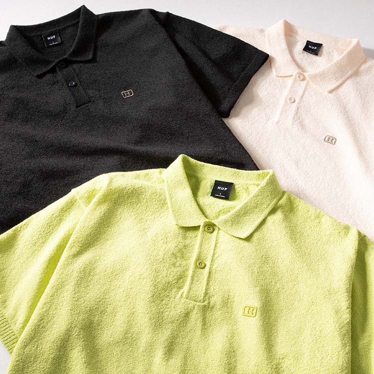 HUF�i�n�t�j�̃V���b�v�j���[�X�u�yHUF�zSERIF H KNIT POLO TOP�v