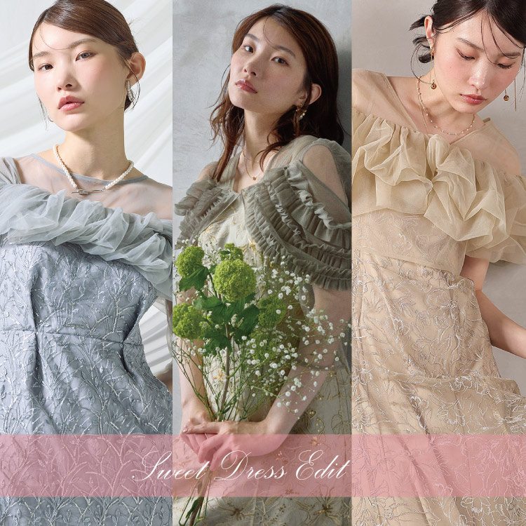 セール】シック フラワー刺繍 パーティー ドレス 結婚式 お呼ばれ