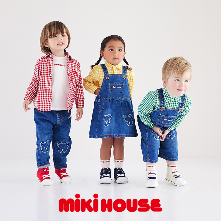 ミキハウスベア 7分丈オーバーオール（サロペット