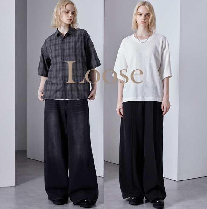 EMMA CLOTHES�i�G�} �N���[�Y�j�̃V���b�v�j���[�X�u�yLoose�z�J�b�g�W���K�[�hT�{���C�h�o�M�[�J�[�u�f�j���p���c+�`�F�b�N�V���c���V�o��I�v