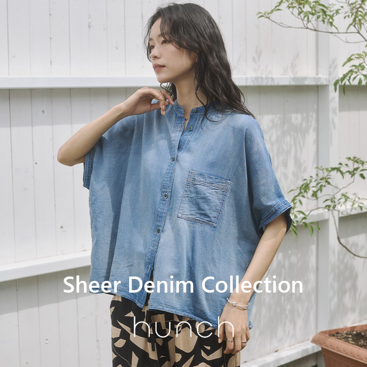 hunch シアーデニムオーバー半袖シャツ グレー collect by hunch 