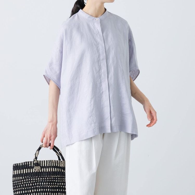かぐれ（カグレ）の「リネンオープンカラーチェックシャツ