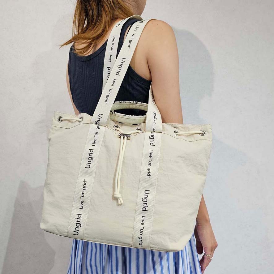 style code｜スタイルコードのトピックス「【 Ungrid 新作入荷★】撥水.軽量ソフトナイロン ロゴテープ 牛革ハンドル 2WAY