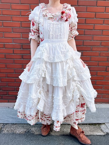 ガーランドの半袖ワンピースストリートオルガン田園詩ピンクハウスがお好きな方にも コルメキッサ 少女服コレクション 田園詩 ストリートオルガン