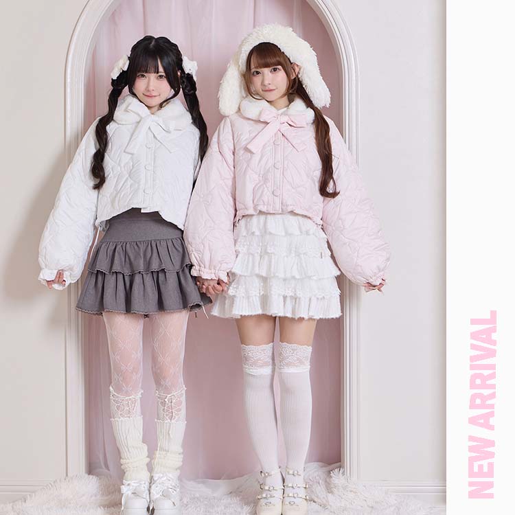 ぽんぽんリボンうさみみエコファーコート（その他アウター）｜Honey