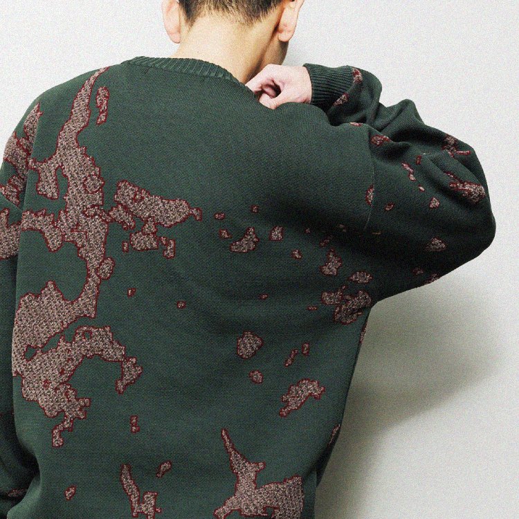 BAL（バル）JACQUARD COTTON CREWNECK SWEATER BAL】 JACQUARD COTTON CREWNECK SWEATER (Charcoal) | 火ノ鳥OnlineStore