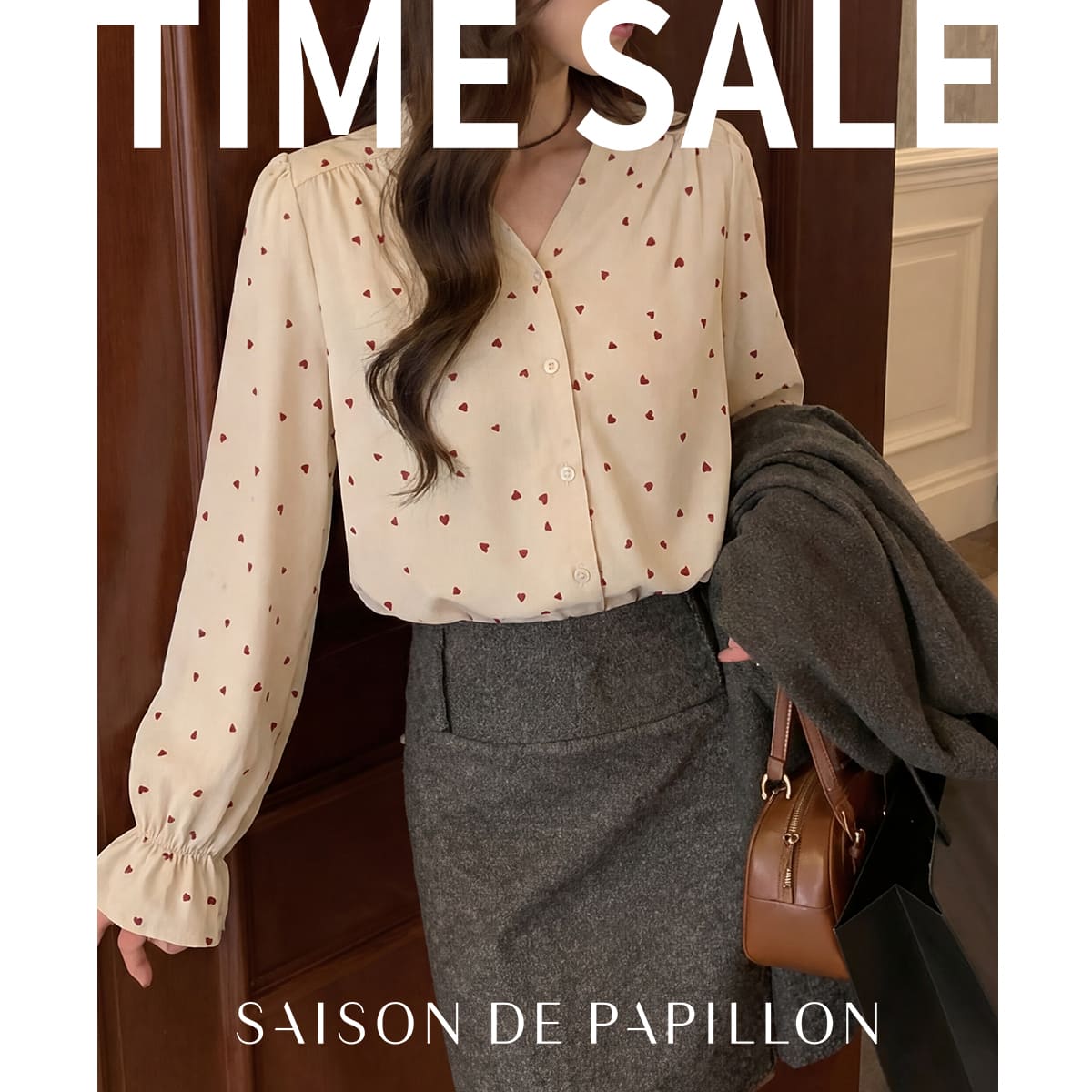 SAISON DE PAPILLON�i�Z�]�� �h �p�s�����j�̃V���b�v�j���[�X�u�yZOZO����z���[�f�B�X �u���E�X �n�[�g�� v�l�b�N �{�^�� �t���A �ʋ� �I�t�B�X�J�W���A���v