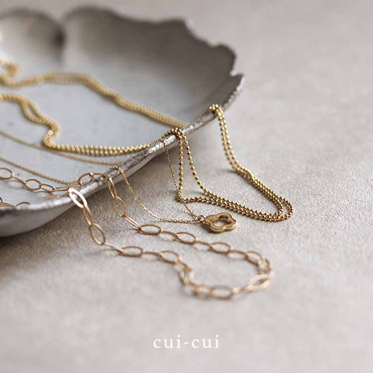 cui-cui 現行品 K10 ゴールドグリッター チェーン ネックレス cui-cui / キュイキュイ / ジュエリー＆アクセサリー / ゴールド