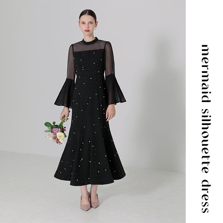 セール】【LEJA】オーガンジードレープパフスリーブマーメイド