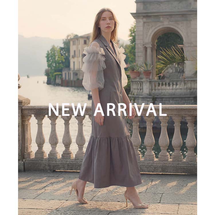 セール】【LEJA】ラッフルシアーパイピングIラインワンピースドレス