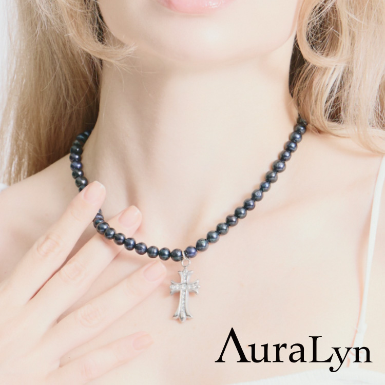 WANT SLIP�i�E�H���g �X���b�v�j�̃V���b�v�j���[�X�u�yrecommend�zCross Pearl Necklace(BLACK)�v