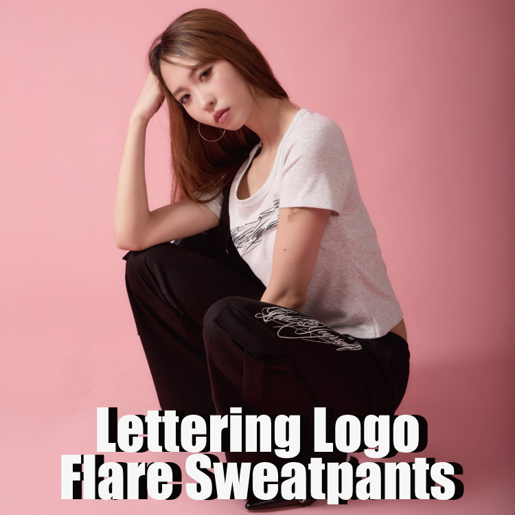 WANT SLIP�i�E�H���g �X���b�v�j�̃V���b�v�j���[�X�u�yPick Up�zLettering LogoFlare Sweatpants�v