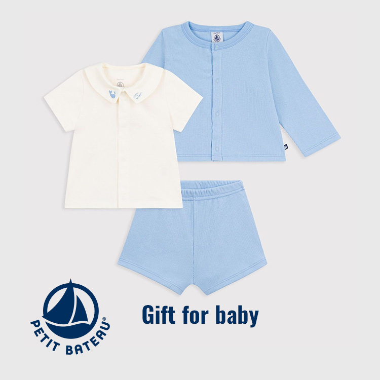 PETIT BATEAU�i�v�`�o�g�[�j�̃V���b�v�j���[�X�u���v�`�o�g�[�̃M�t�g�� �o�Y�j���Ɋ�΂��x�r�[3�_�Z�b�g�v