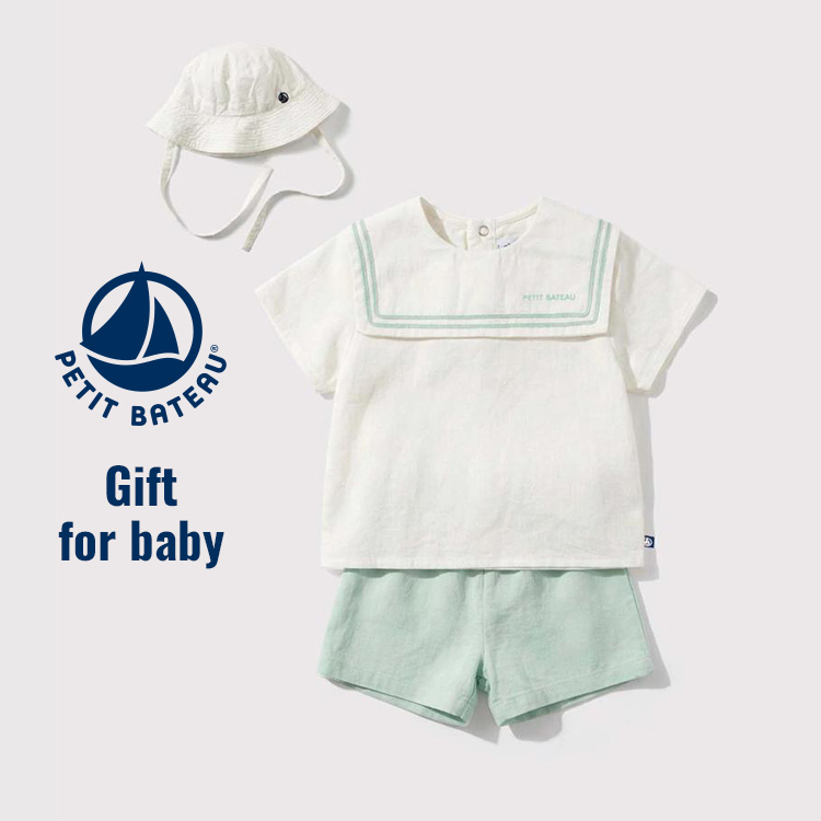 PETIT BATEAU�i�v�`�o�g�[�j�̃V���b�v�j���[�X�u���v�`�o�g�[�̃M�t�g�� �Đ��܂�x�r�[�̂��a�������j���v