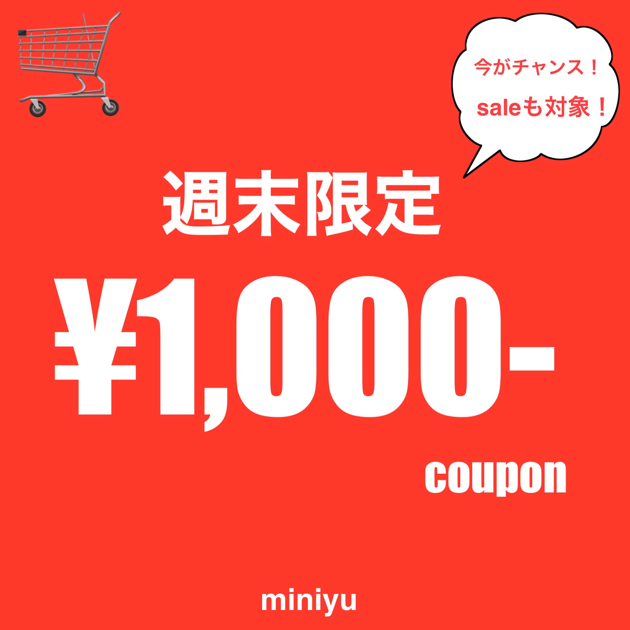 miniyu｜ミニュウのトピックス「【本日限定】1000円クーポン発行＋期間