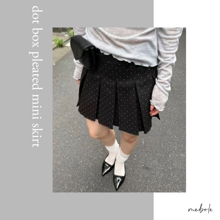 mebole�i���{���j�̃V���b�v�j���[�X�u�ymebole�zdot box pleated mini skirt�v