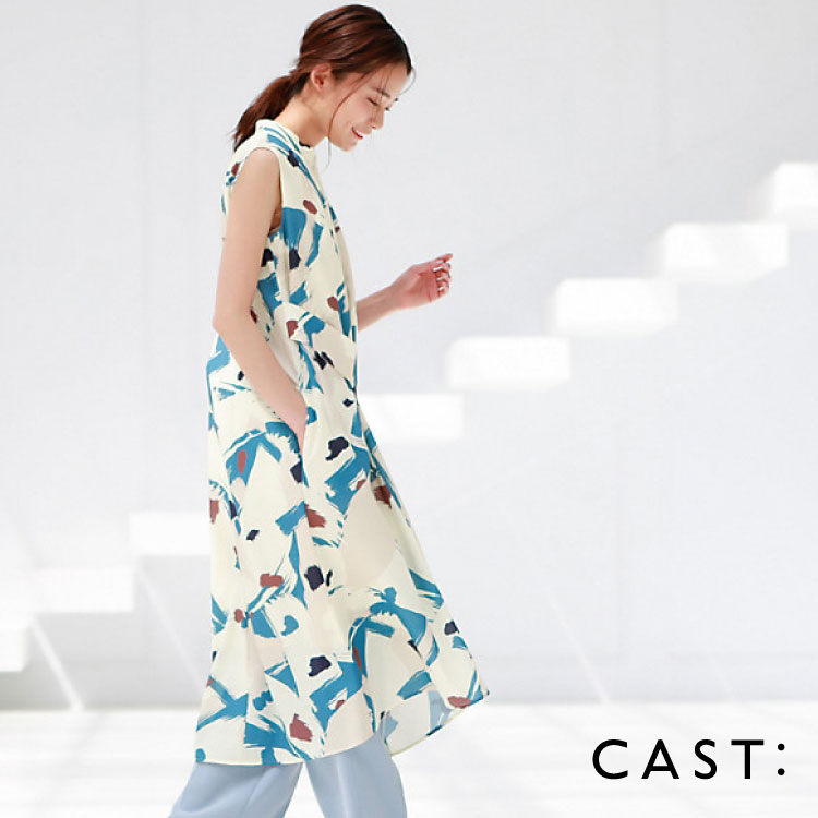 Cast キャスト コロンのトピックス モードなアートプリント 1枚で華やかな印象にまとまる新作が登場 ワンピースとパンツでレイヤードしても Zozotown