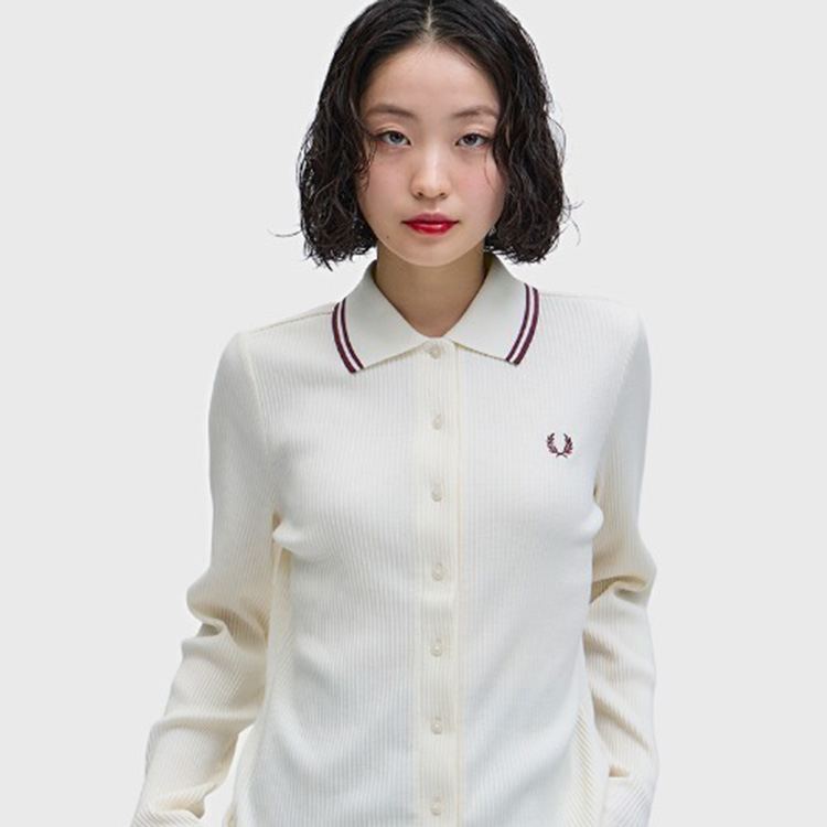 Button Through Rib Polo Shirt／ボタンスルーリブポロシャツ