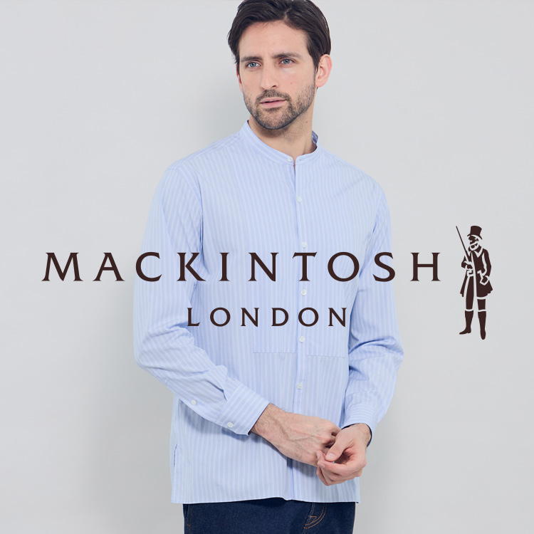 マッキントッシュ ロンドン-MACKINTOSH LONDON-シャツ LEON掲載】高密度リネンバンドカラーシャツ(トップス)｜MACKINTOSH