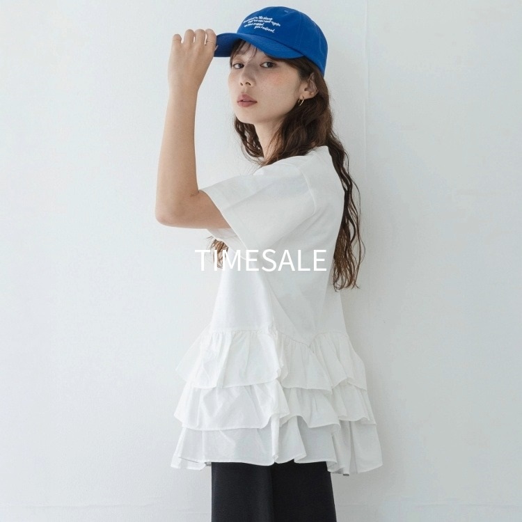 WEB限定』バンドカラーフリルストライプ半袖シャツ（シャツ/ブラウス