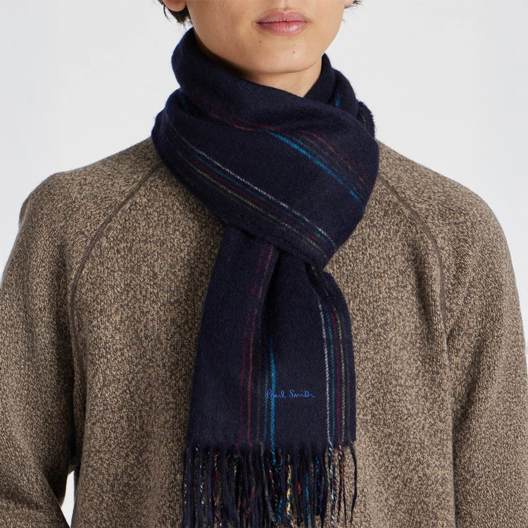 ランダムストライプ カシミヤ マフラー【240406 CA】（マフラー