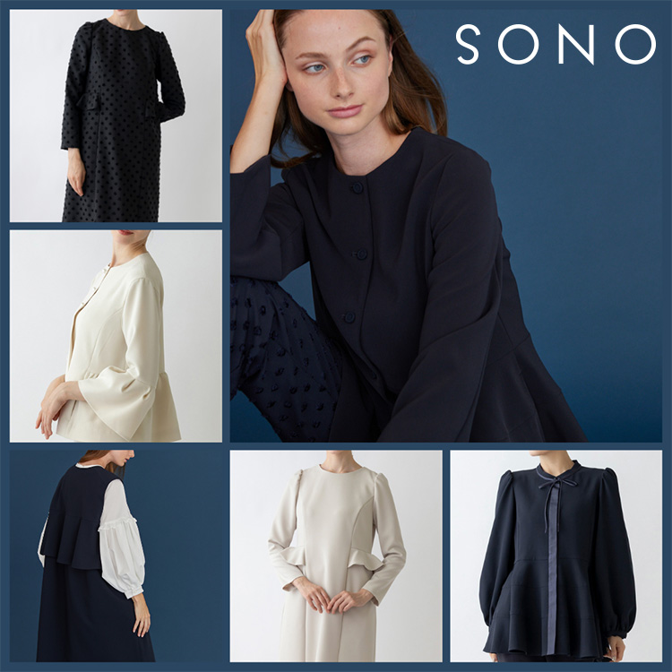 SONO NAVY】－Dot Jacquard－ラッフルフリルレディOP（ワンピース