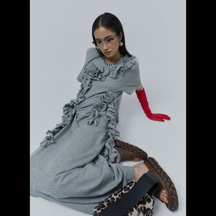 2way Uneck rib long dress/2way Uネックリブロングドレス（ワンピース