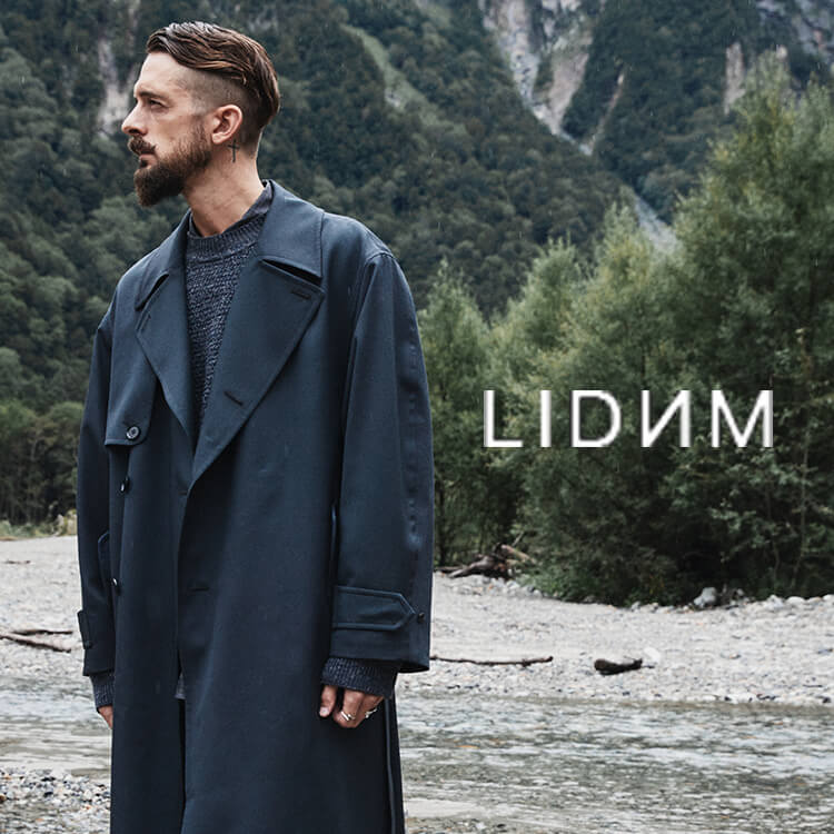 LIDNM WOOL CHECK TRENCH COAT サイズL リドムコート-