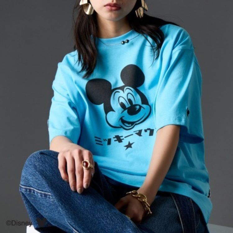 セール】ディズニー ミッキーマウス/綿100％フェイスプリントTシャツ